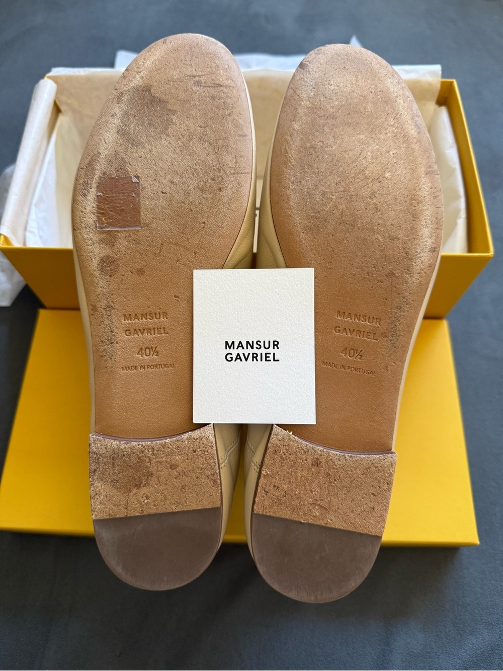Beige/“Dune” Mansur Gavriel Italian lambskin Leather Ballet Flats - Picture 2 of 5